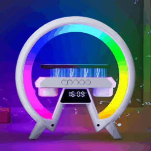 شارژر بی‌سیم با نور RGB و ساعت دیجیتال و اسپیکر